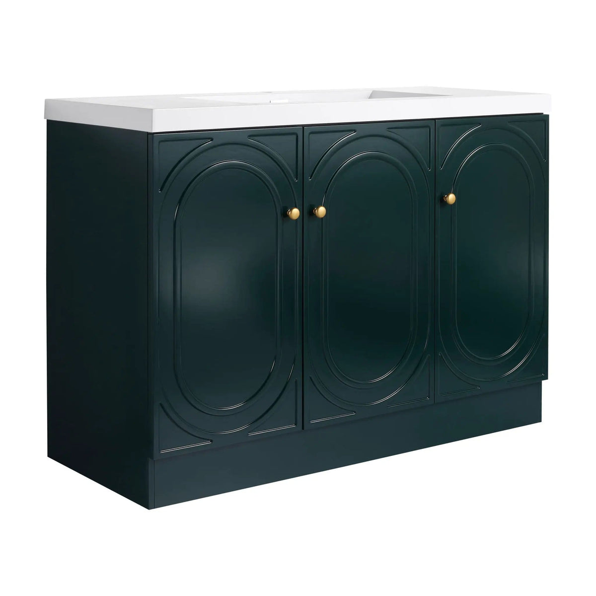 Contemporary Freestanding Bathroom Vanity With Resin Sink & Soft-Close Cabinet Doors | 7 Pieces | Stainless Steel & Plywood | Bathroom