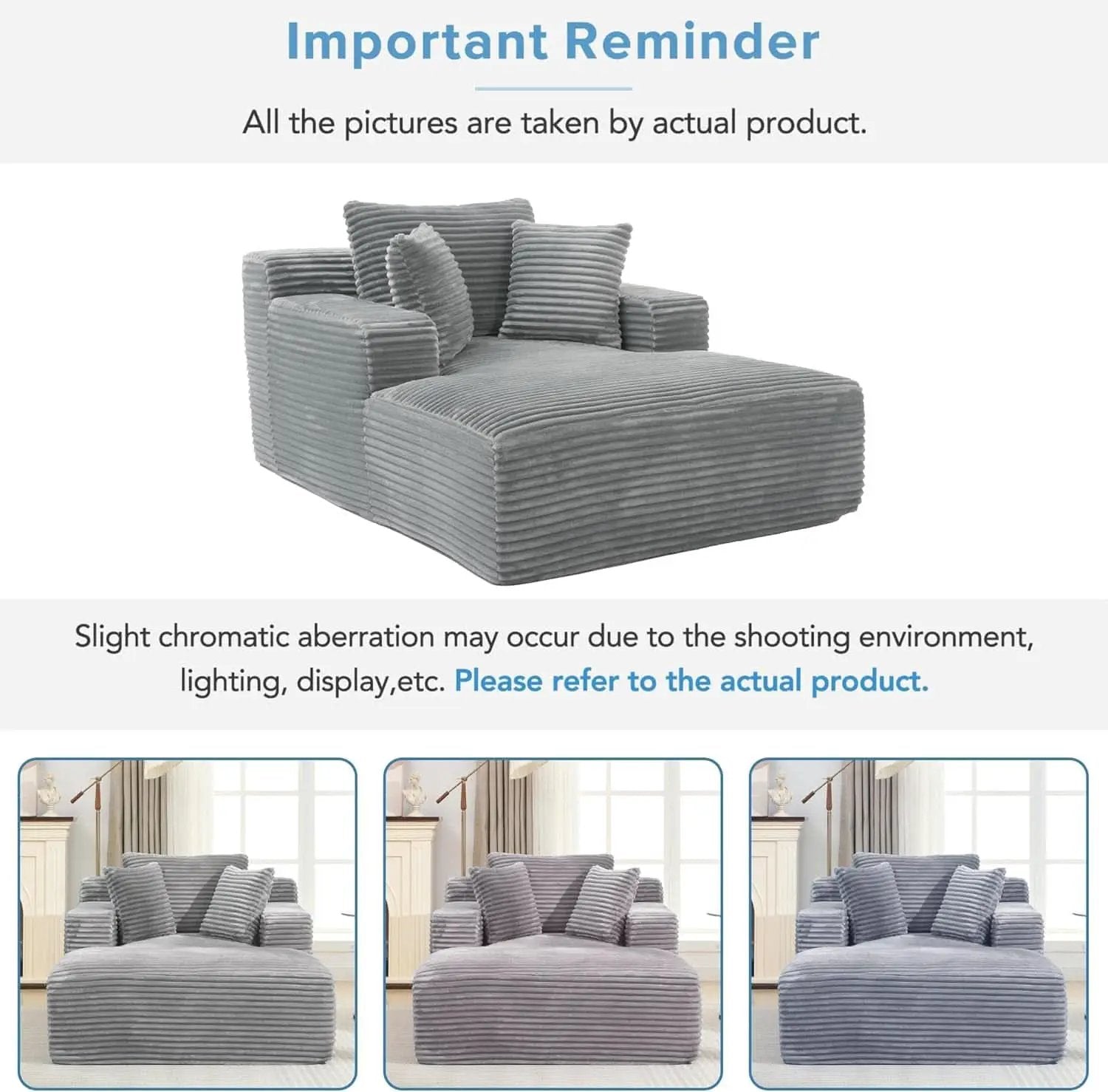 Oversized Chaise Lounge With Deepseat Corduroy Upholstery from PriceLows™