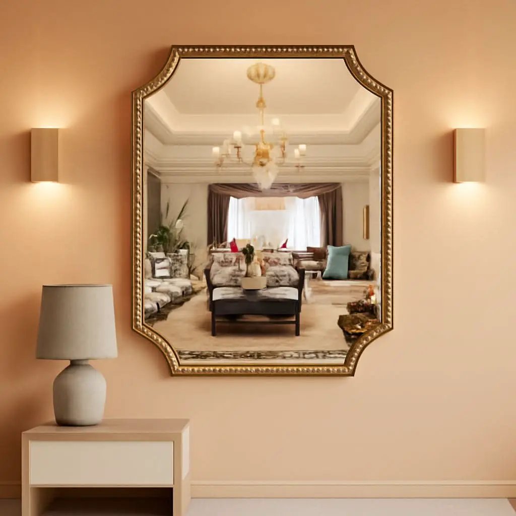 30 X 40 Inch Wall Mirror With Antique Gold Beaded Frame from PriceLows™