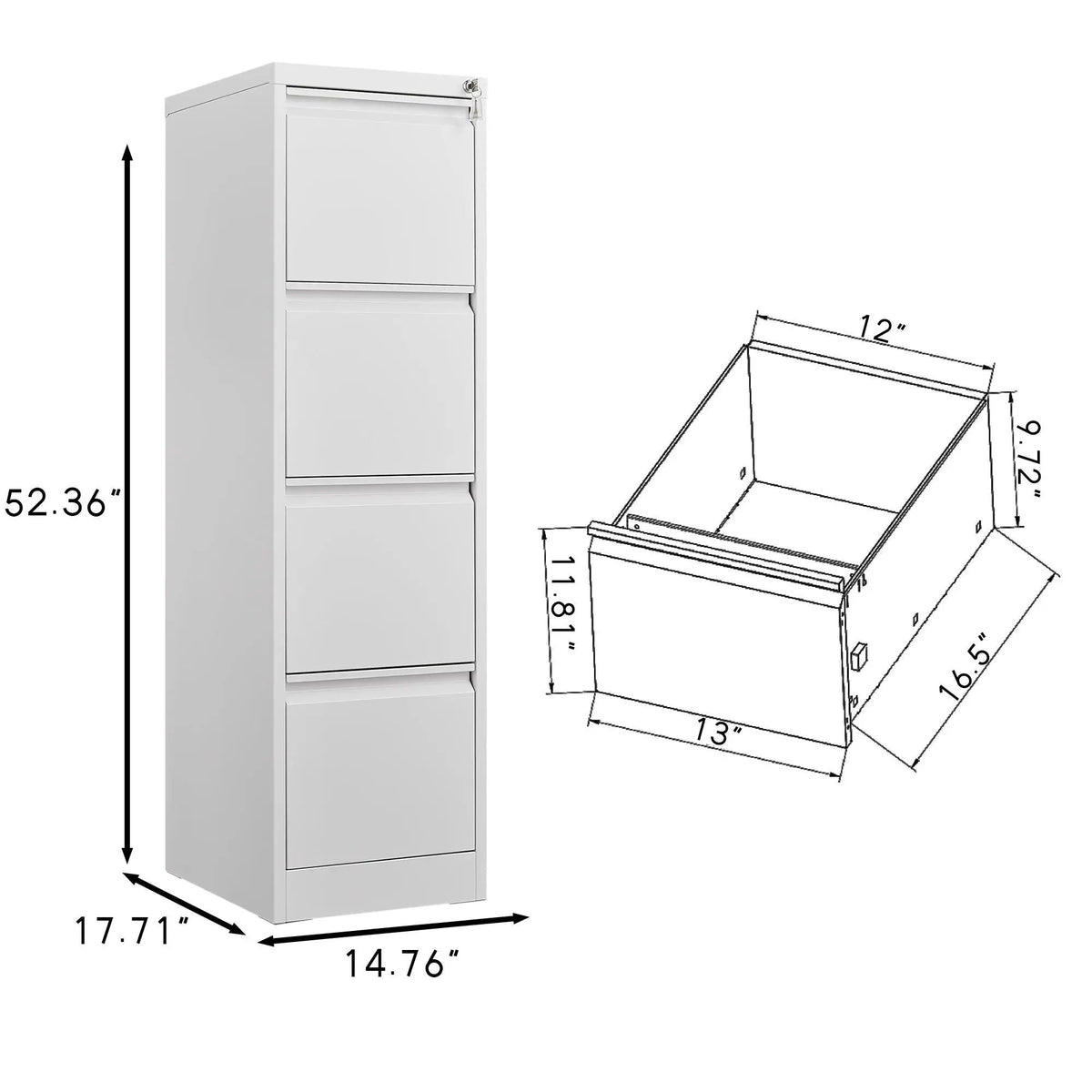 Metal File Cabinet | Three Drawer | Secure Lock System