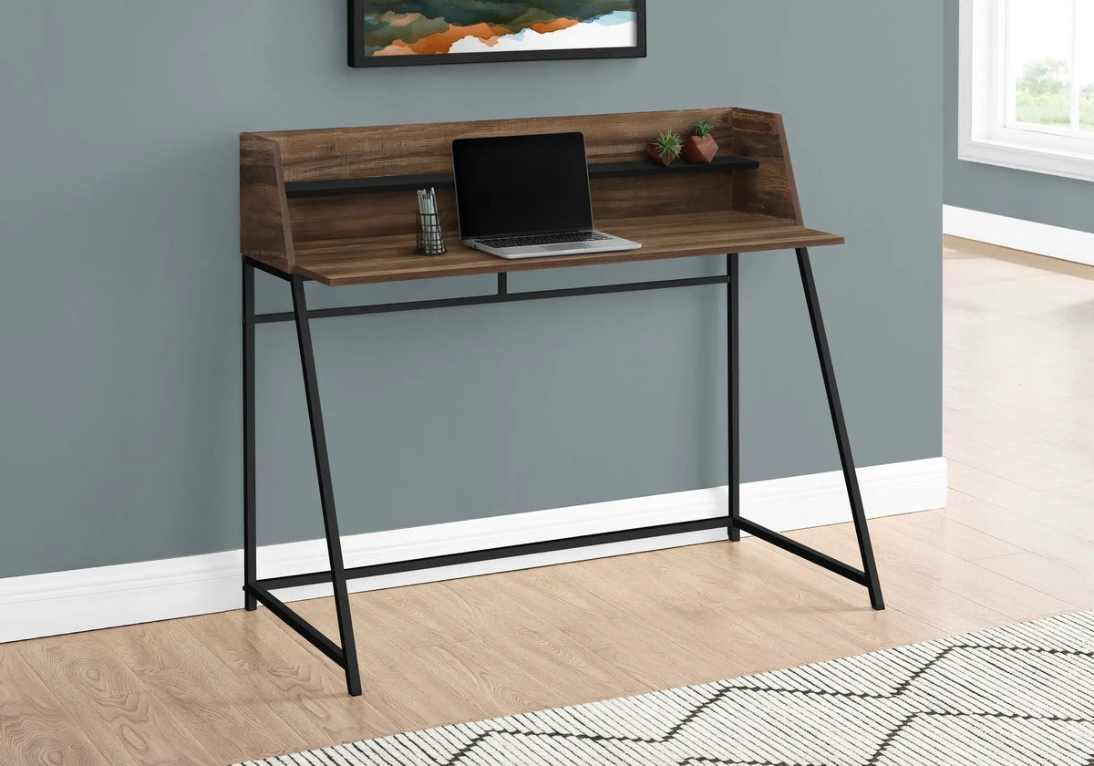Marble Look Computer Desk With Shelves | 47.25 Inch Width | Sturdy Metal Base | 39.25 Inch Height