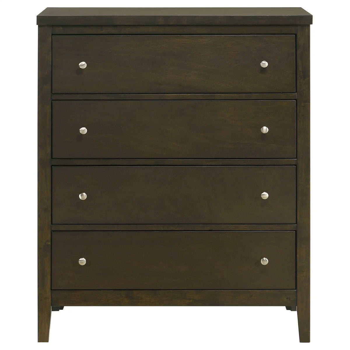 Wilkes 4-drawer Chest of Drawers Dark Cocoa | 35 x 15.25 x 43.5 in | Rubberwood & Engineered Wood | Bedroom