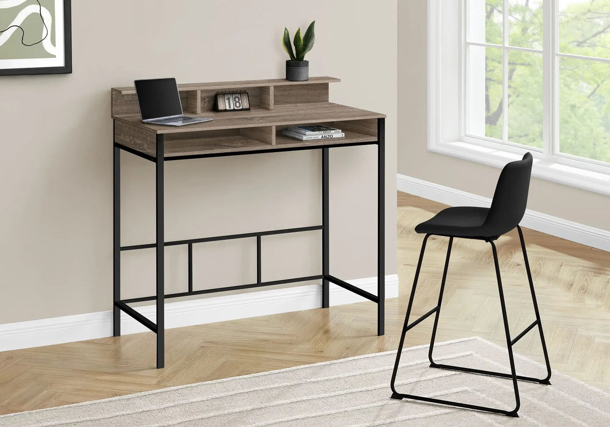 Standing Computer Desk | 47.5 Inch Height | Storage Shelves | Sturdy Metal Legs