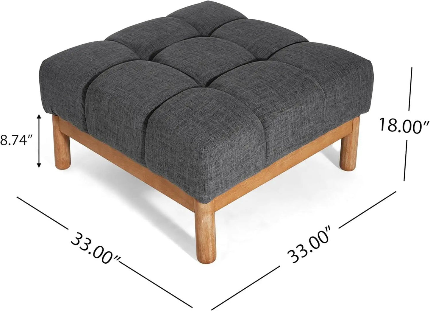 Modern Gray Fabric Ottoman With Walnut Finish WoodFrame from PriceLows™