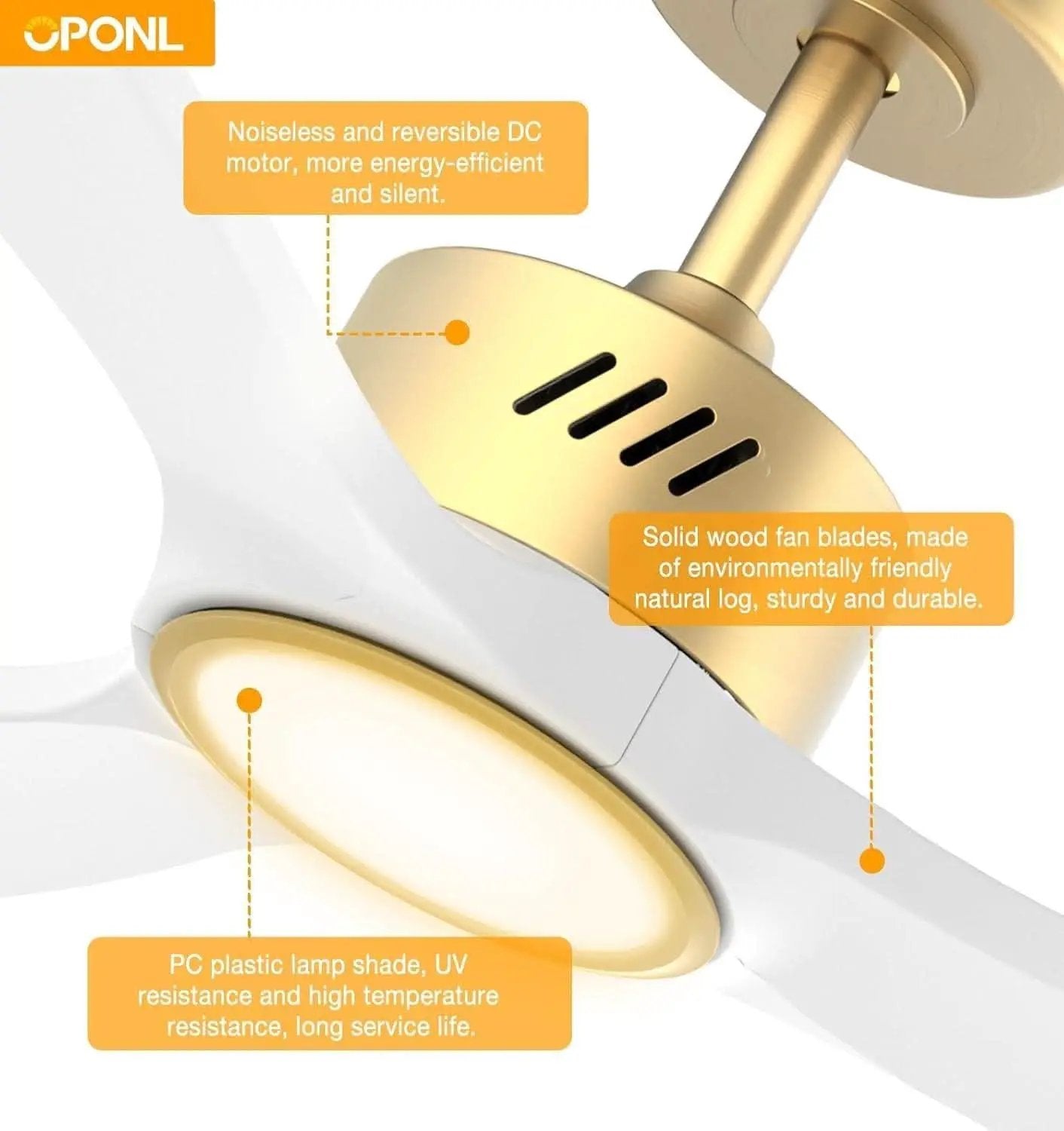 52 Inch Wooden Ceiling Fan With Integrated Light And Remote Control from PriceLows™