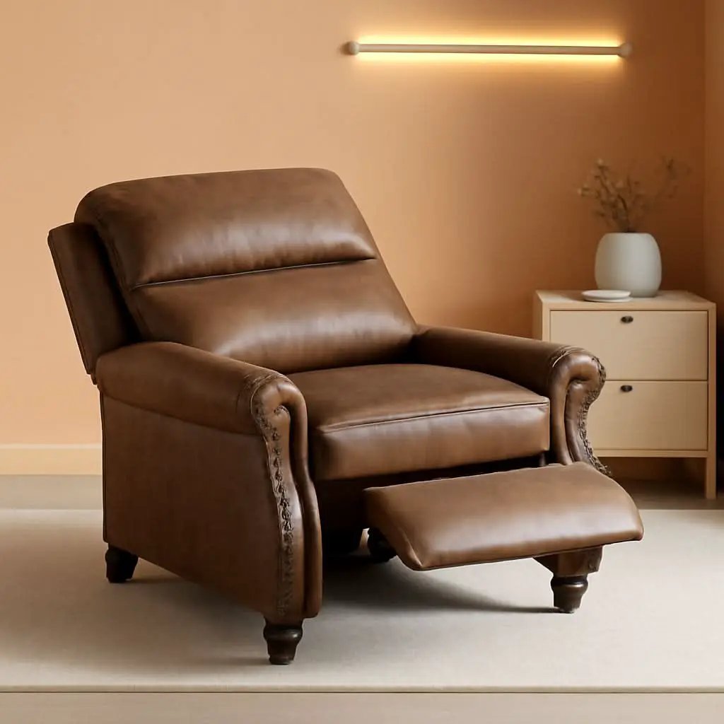 Pushback Recliner Chair With Rivet Detail For Living Room from PriceLows™