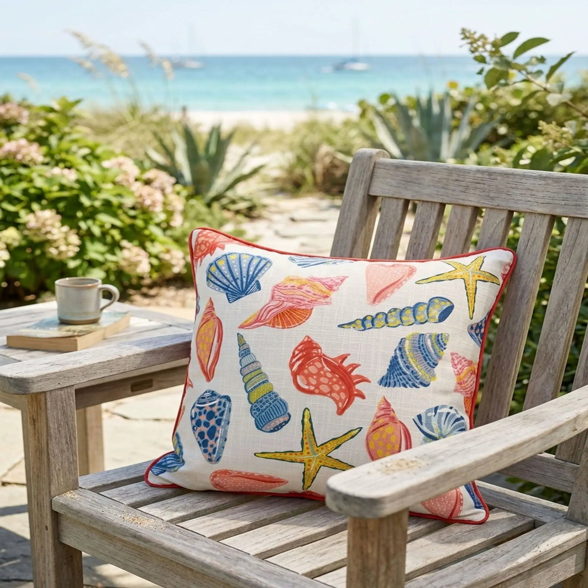 Square Coral Outdoor Pillows | Set Of 2 | 18 Inch Square | Weather-Resistant Polyester