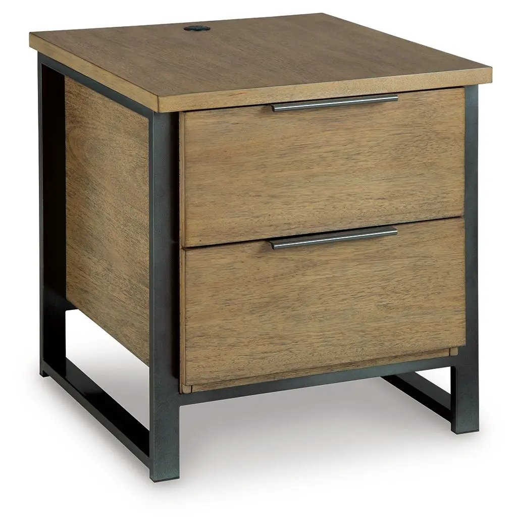 Montia Cocktail Table | Light Wood-Tone Finish | Contrasting Frame | Mixed-Material Look