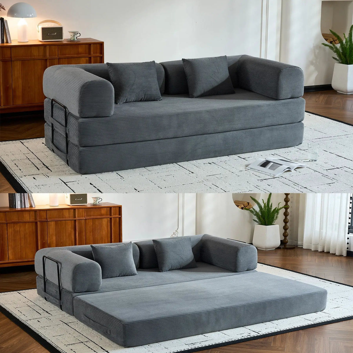 Convertible Sleeper Sofa Bed | 35D High Density Foam | 4 In 1 Design
