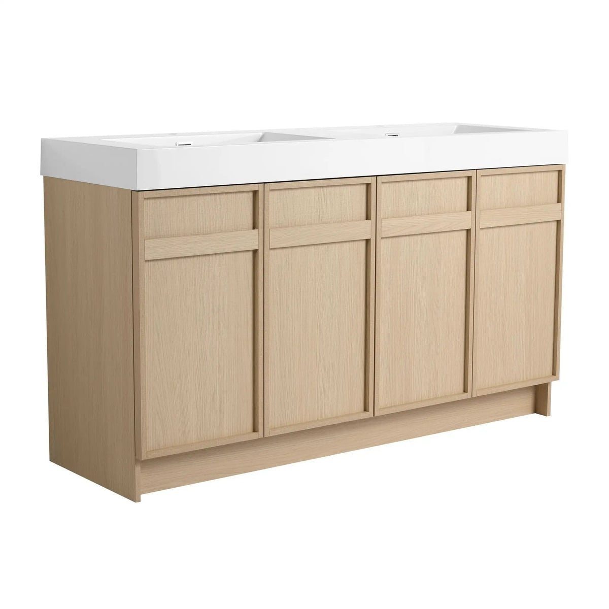 Freestanding Bathroom Vanity With Resin Sink & Soft Close Cabinet Doors | 3 Pieces | Stainless Steel & Plywood | Bathroom