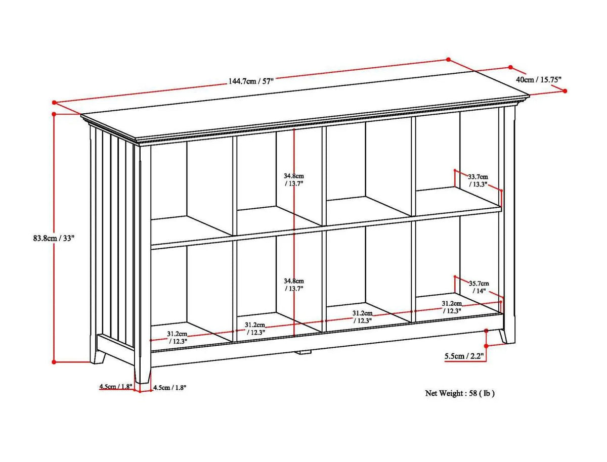 Acadian Cube Storage | Handcrafted Solid Wood | Twelve Large Cubbies | 57 Inch Width