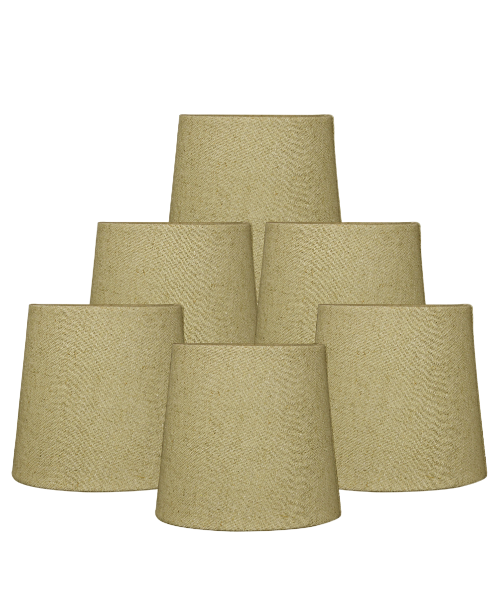 Clip On Drum Lamp Shades | 6W X 5H | Sand Linen Fabric | Set Of 6