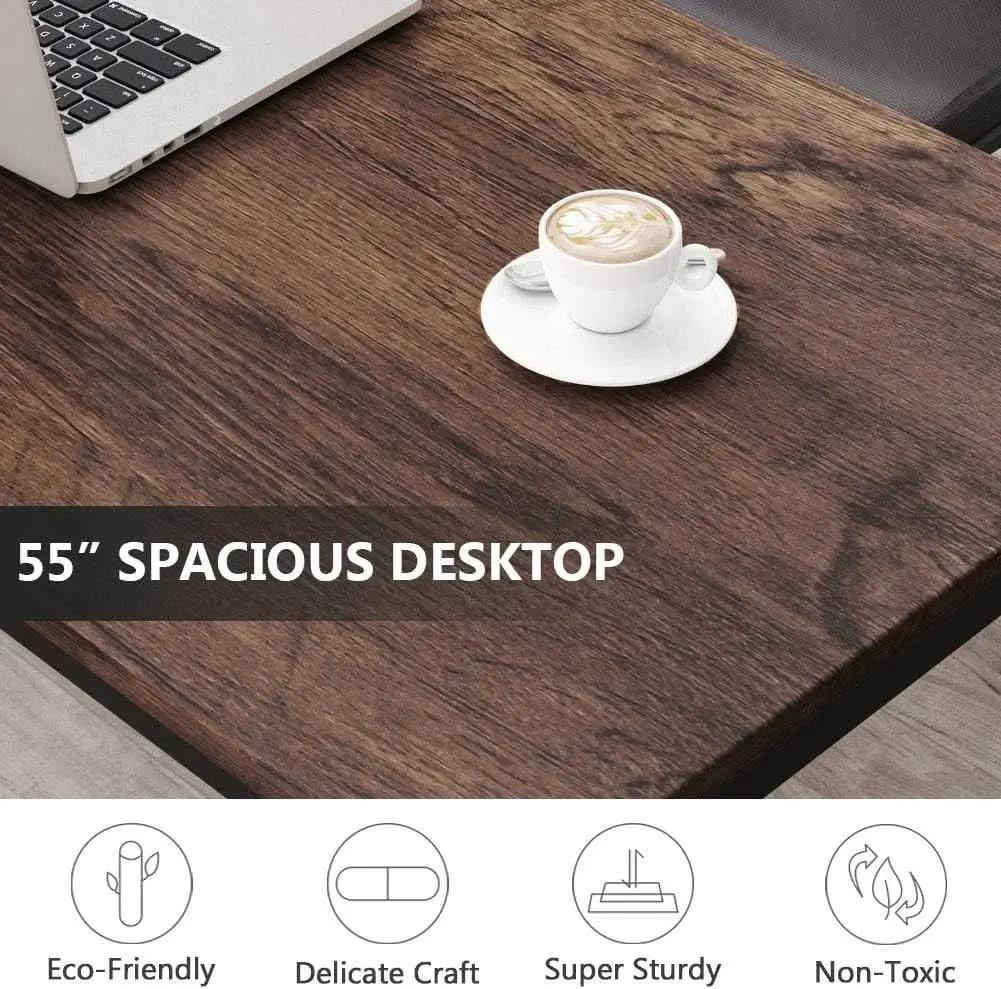 55 Inch Computer Desk Rustic Brown For Home Office from PriceLows™