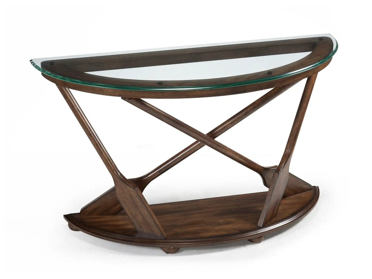 Beaufort Sofa Table With Base And Glass Top | Sofa Table | Oak Veneer & Glass | Dark Oak
