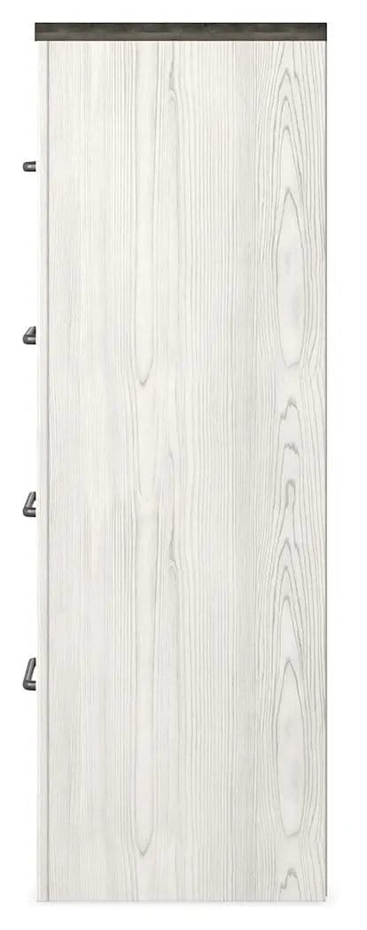 Gerridan Four Drawer Chest | 31.81 x 15.59 x 46.85 in | Engineered Wood & Linen | White / Gray