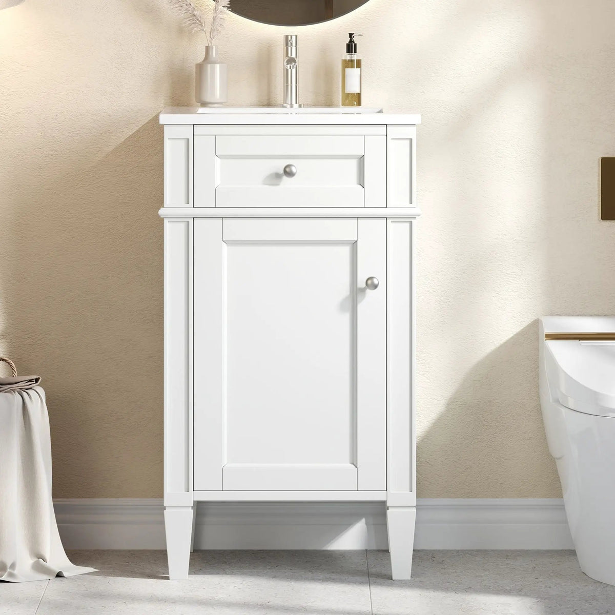 French Style Bathroom Vanity | Rectangular Design | Soft-Closing Door | Adjustable Shelf