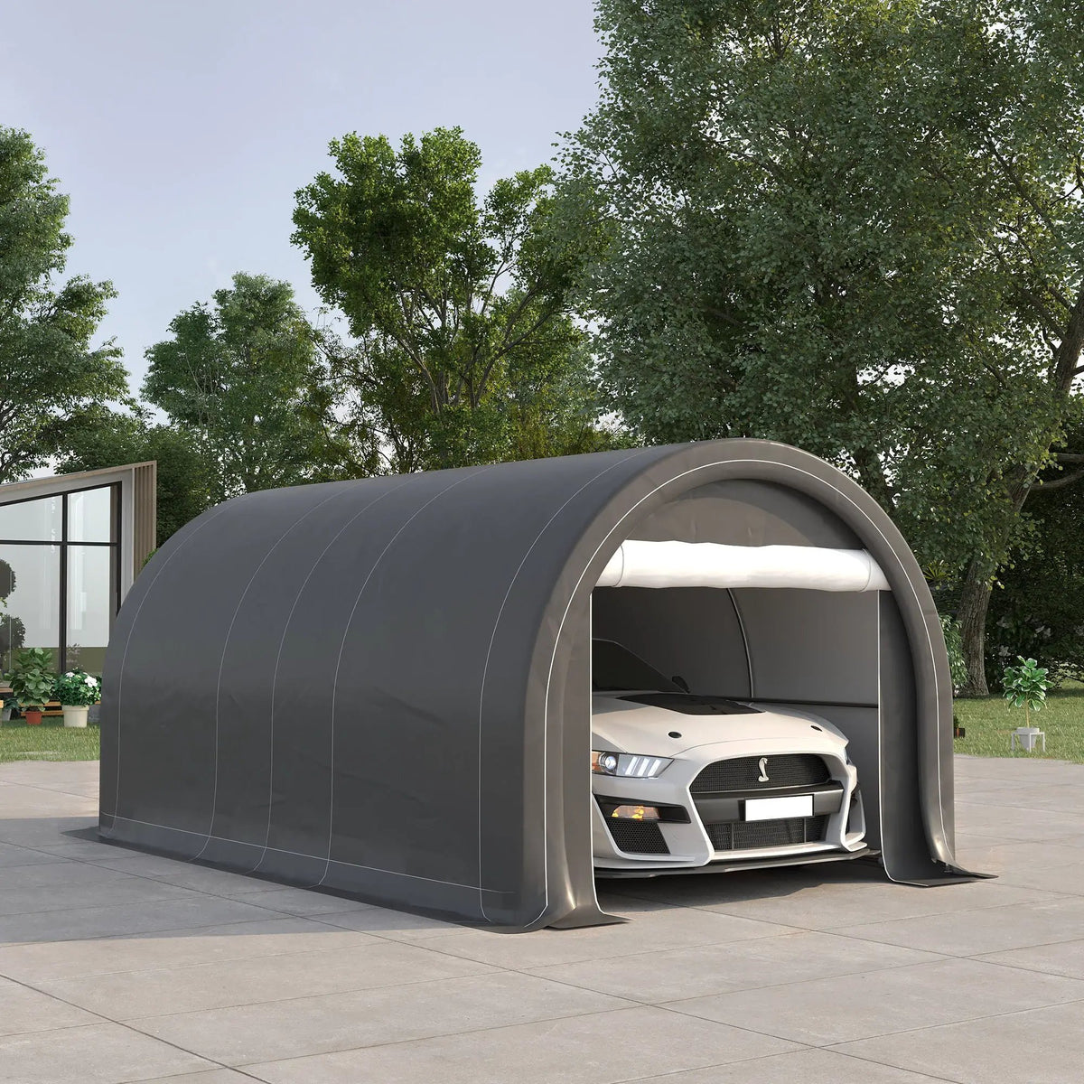 Outsunny Portable Carport | 10 x 16 Ft | Heavy Duty Storage Tent | Large Zippered Door