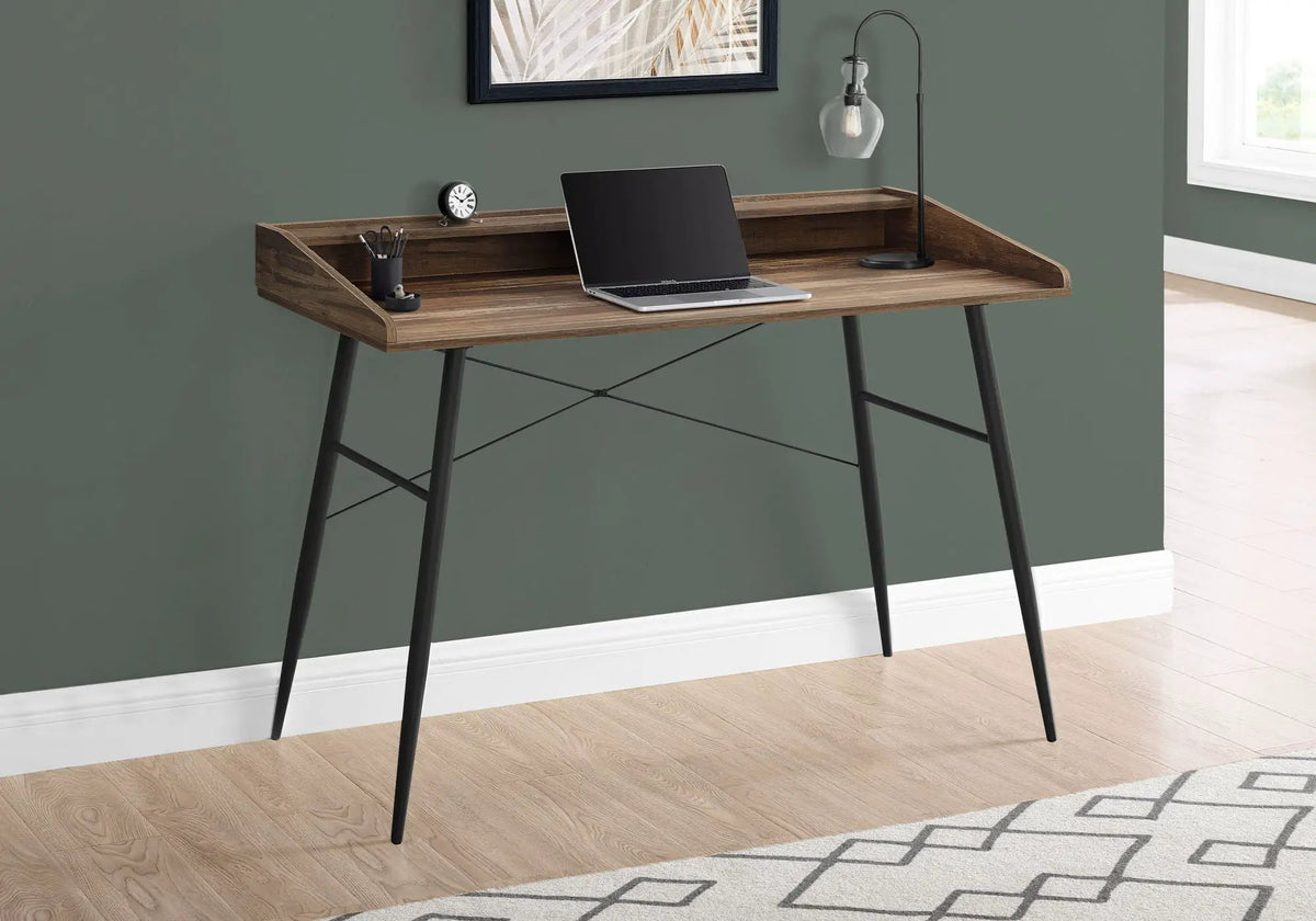 Sturdy Computer Desk With Shelves | 47.25 Inch Width | Matching Metal Base | 34 Inch Height