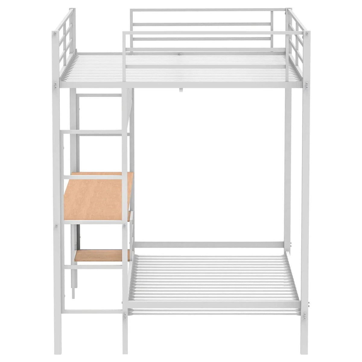 Bettoni Metal Full Over Twin Workstation Bunk Bed Matte | 77.75 x 56.25 x 72 in | Engineered Wood & Metal | White