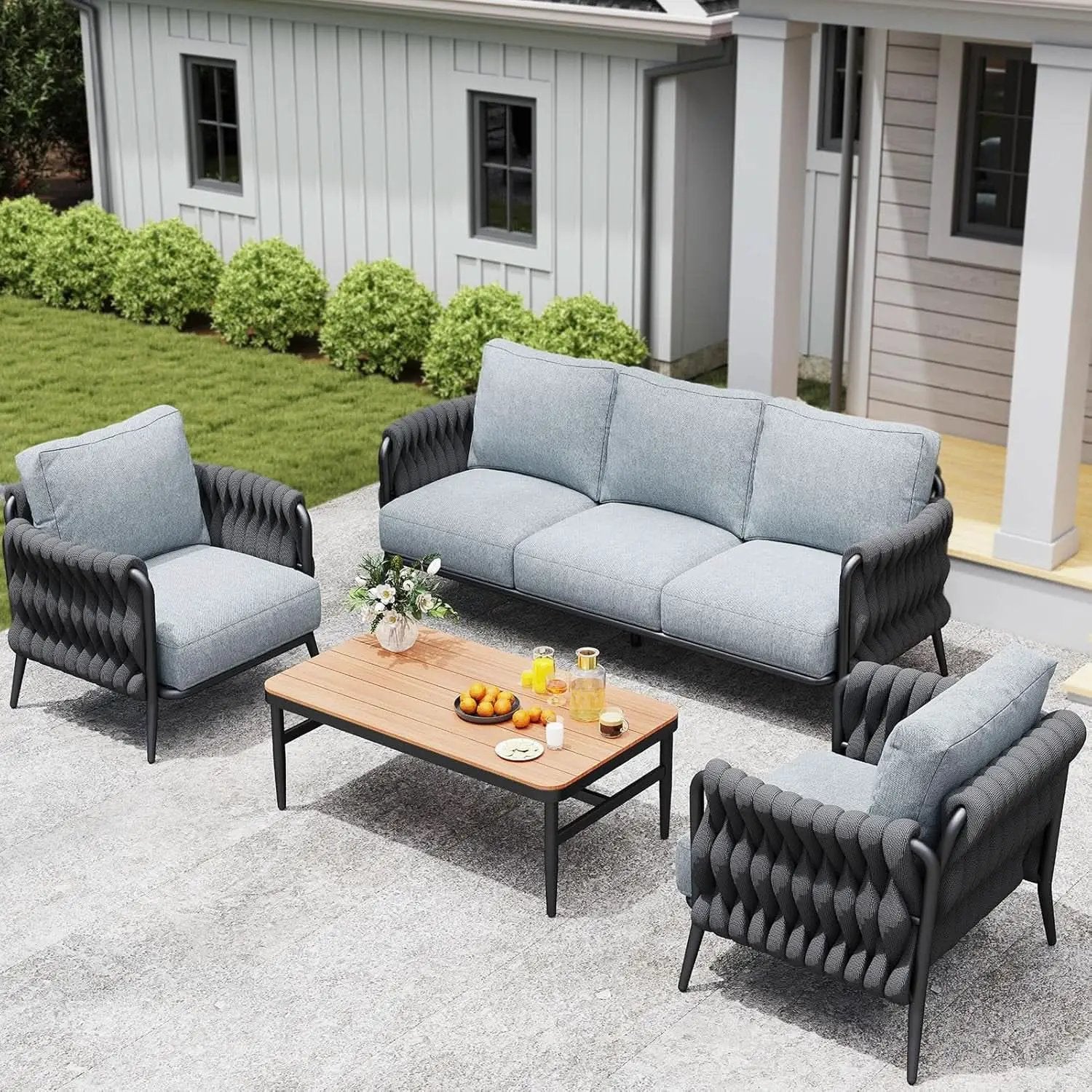 Stylish Outdoor Patio Furniture Set with Waterproof Cushions from PriceLows™