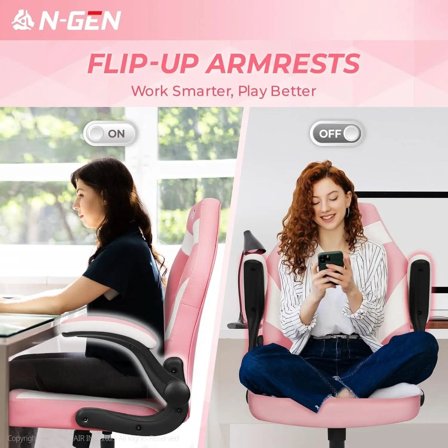 Pink Ergonomic Gaming Chair With Adjustable Lumbar Support from PriceLows™