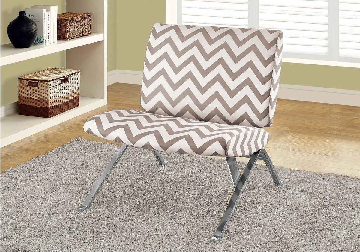 Armless Accent Chair | Chevron Pattern Fabric | Teal Accent | High-Density Foam Padding