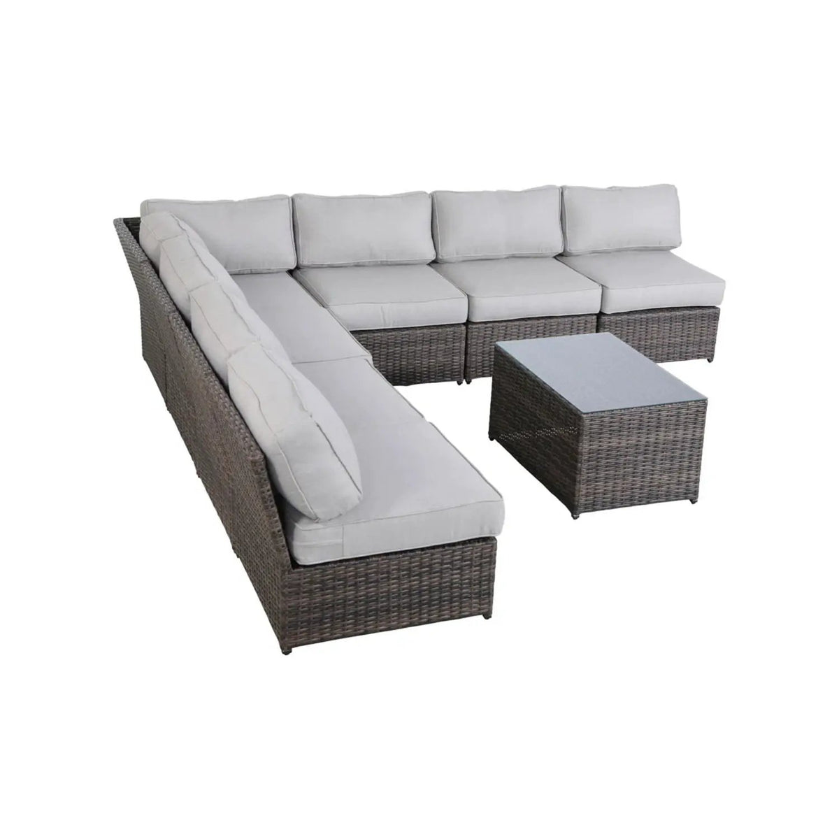 Outdoor Rattan Sectional Set | Half-Round HDPE Wicker | Rustproof Aluminum Frame | Fully Assembled