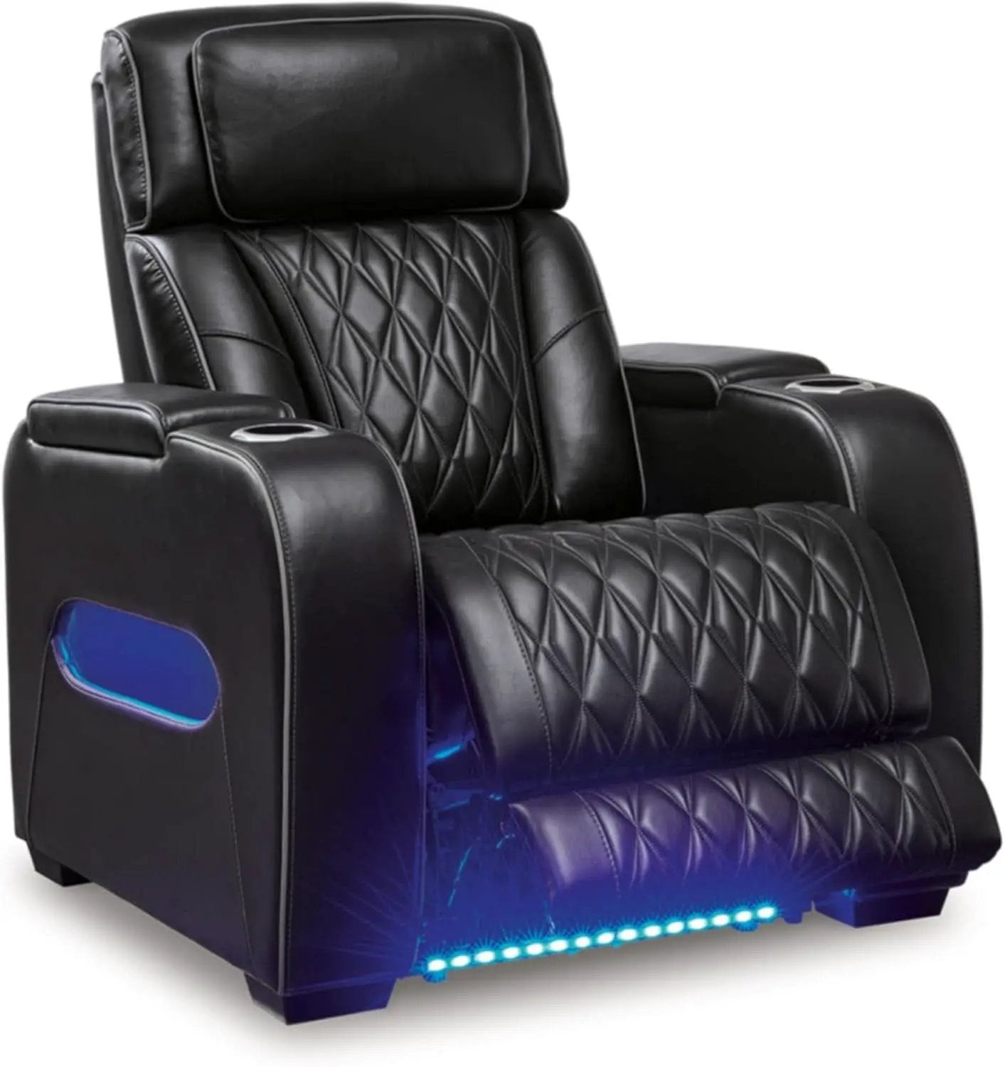 Black Leather Power Recliner With Adjustable Headrest from PriceLows™