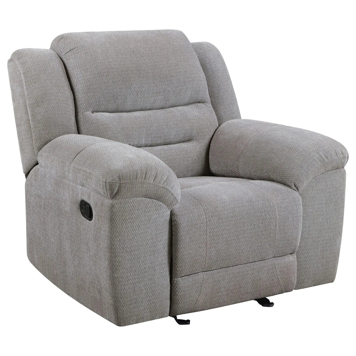 Gilson Chenille Upholstered Glider Recliner Chair | 43.75 x 40.5 x 41.75 in | Chenille & Metal | Grey