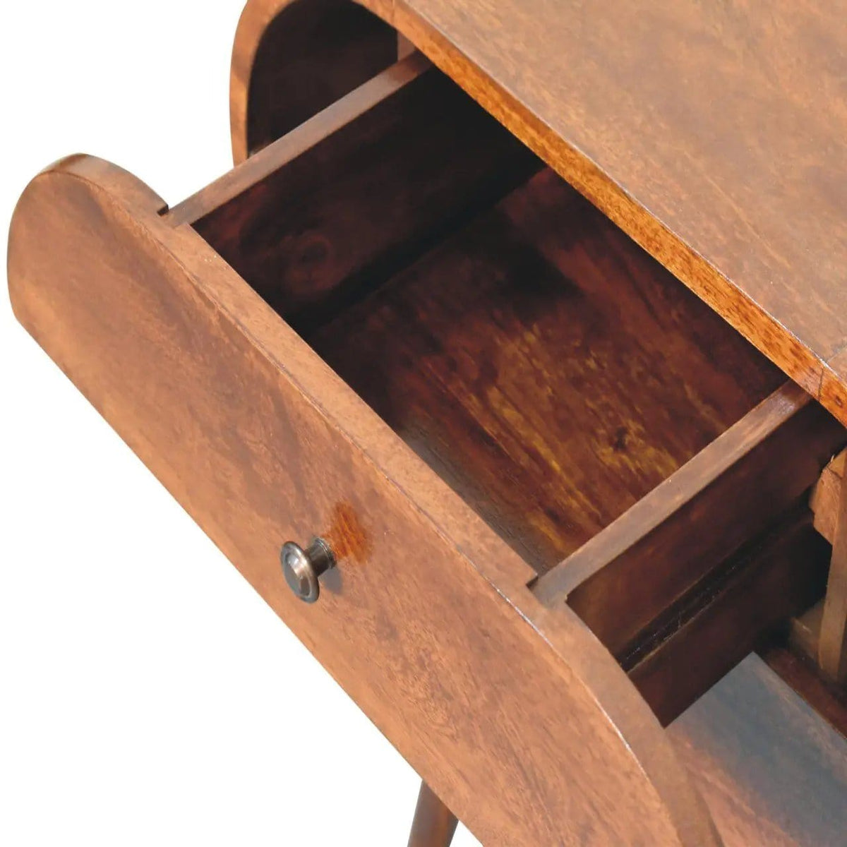 Large Chestnut Circular Bedside Accent Nightstand | 2 Pieces | Mango Wood | Bedroom