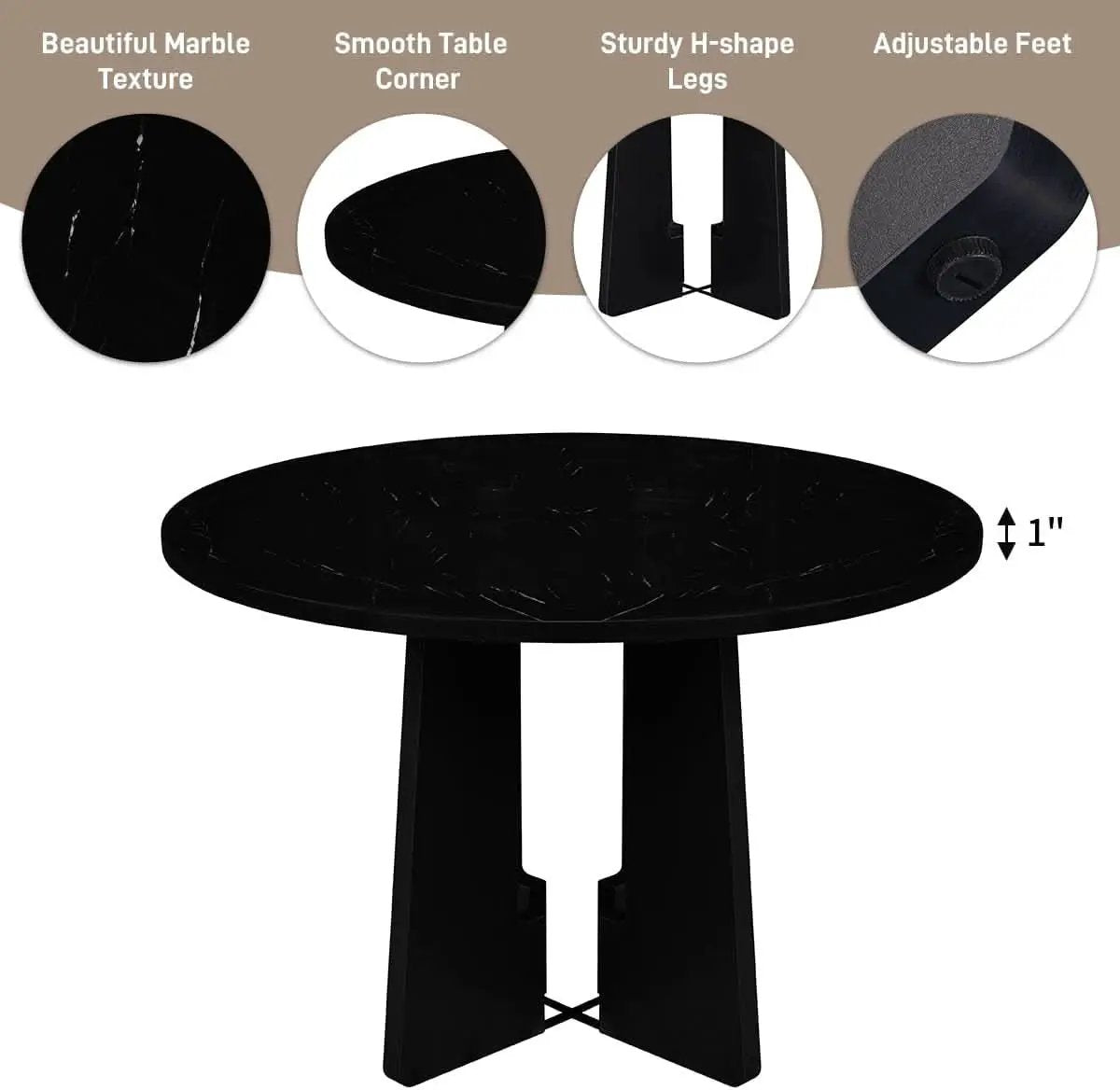 Solid Round Dining Table Set Five Piece Grey And Black from PriceLows™