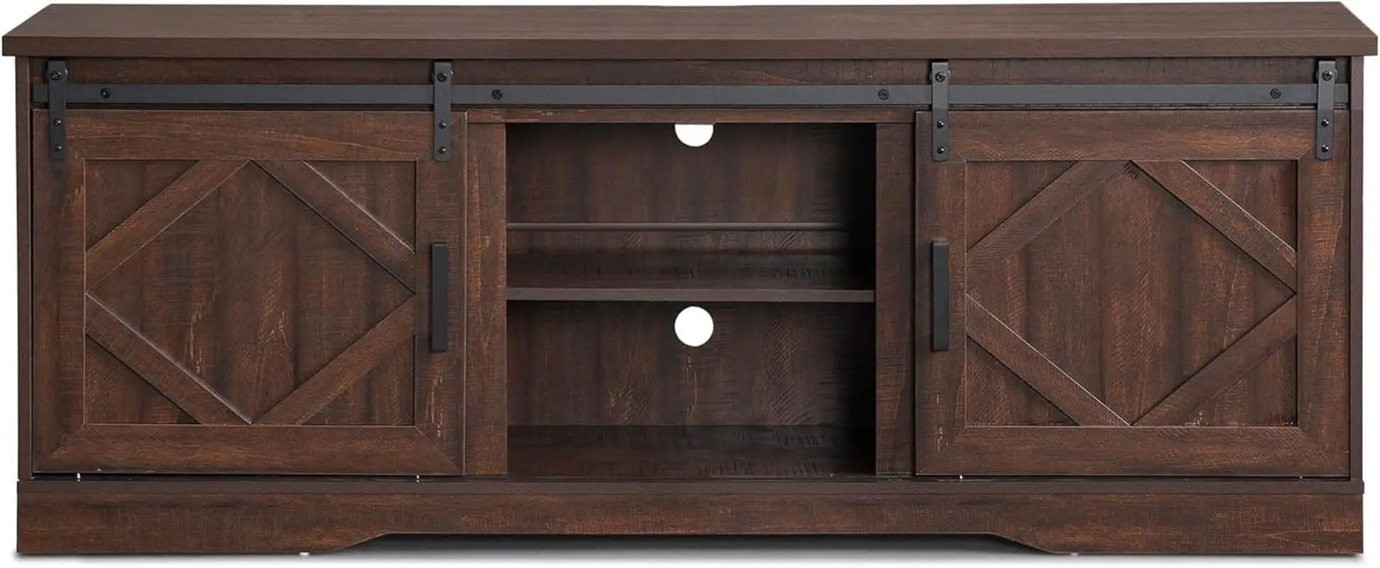 75 Inch Rustic Brown Barn Door TV Stand With Storage from PriceLows™