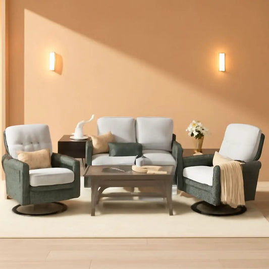 5 Piece Outdoor Patio Furniture Set With Swivel Rocker Chairs Light Gray from PriceLows™