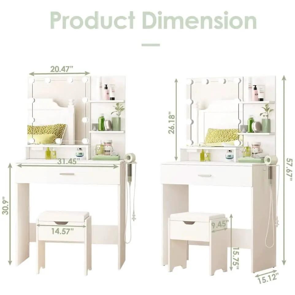 White Vanity Set With Lighted Mirror And Built In Power from PriceLows™