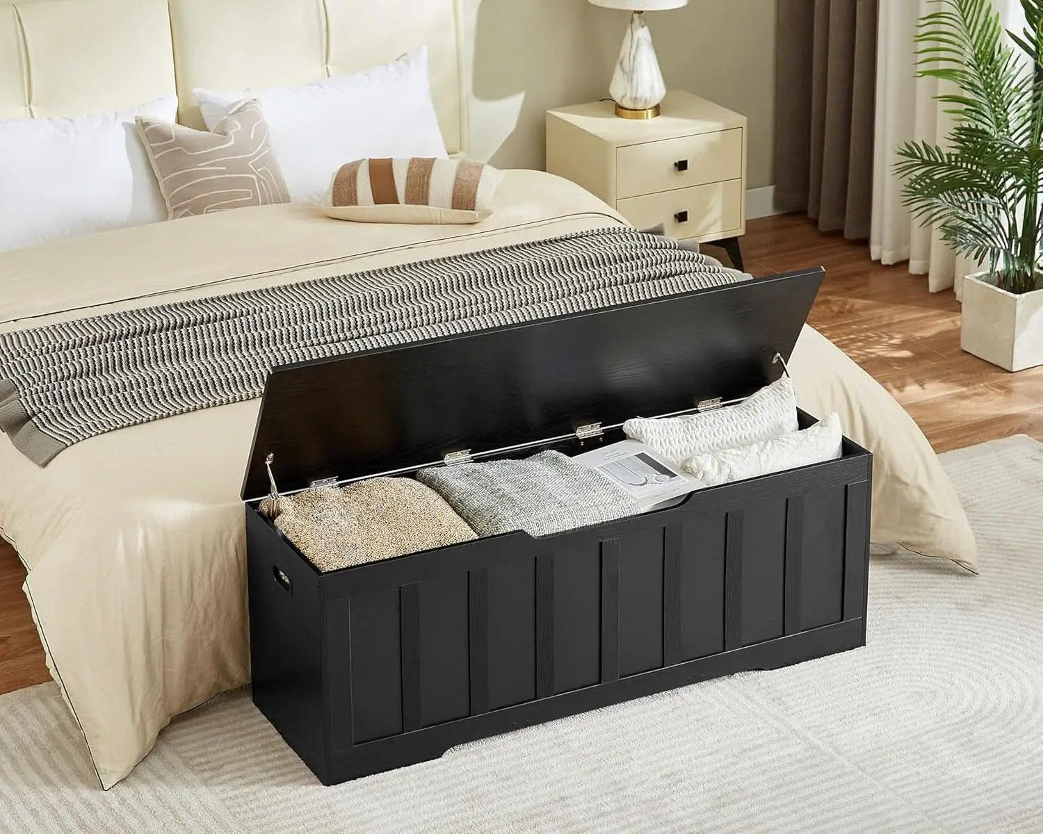 ExtraLarge 51.2 InchesHigh Storage Chest Bench Black from PriceLows™