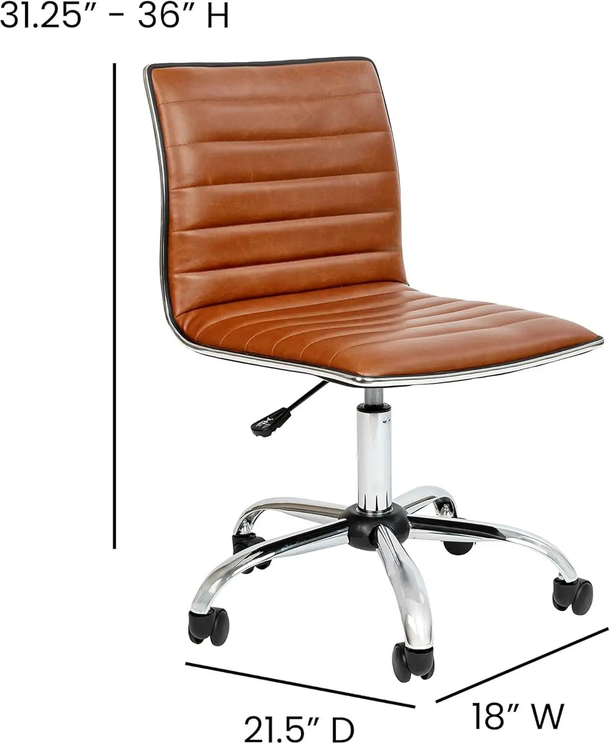 Brown Vinyl Office Task Chair With Chrome Frame Modern from PriceLows™