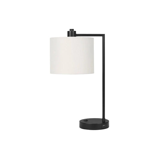 Lighting, Table Lamp, USB Port Included, Modern Black / | 11.5 x 8.75 x 19 in | Fabric & Metal | Cream