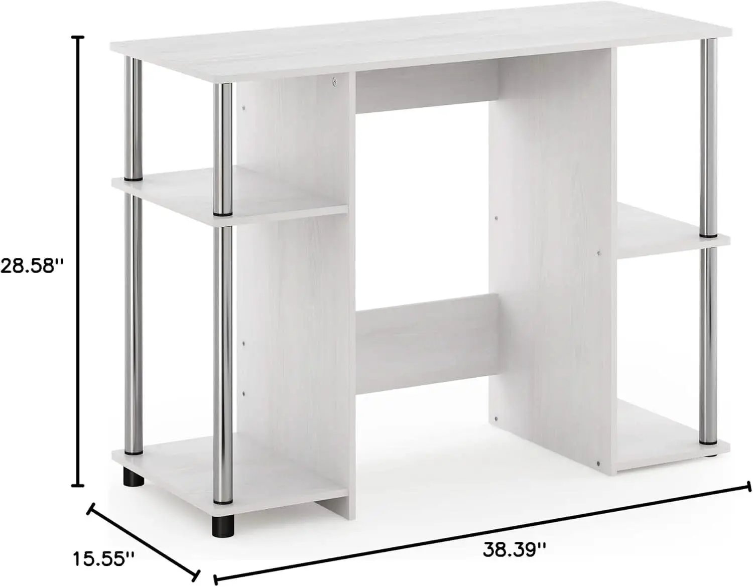 Jaya White Oak Computer Study Desk Stainless Steel Frame from PriceLows™