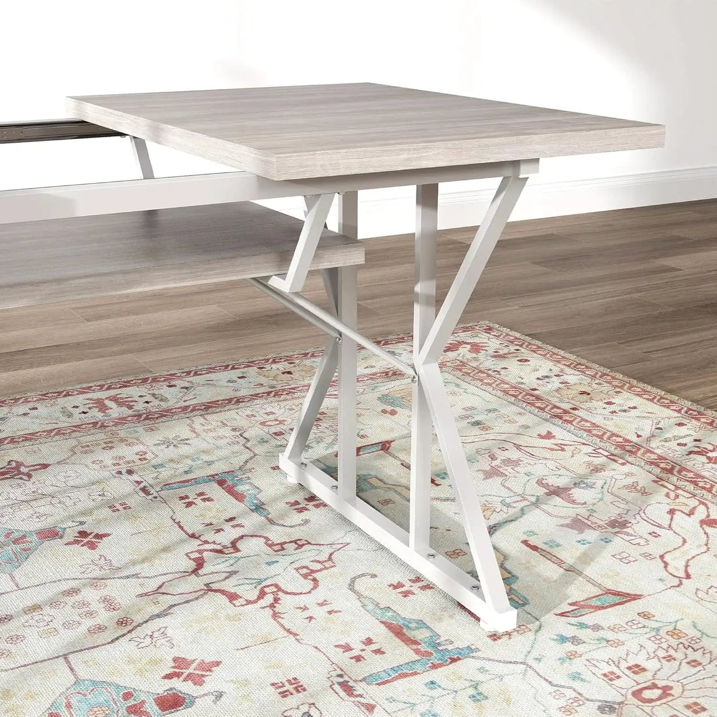 63 Inch Expandable Dining Table Distressed Gray Farmhouse from PriceLows™