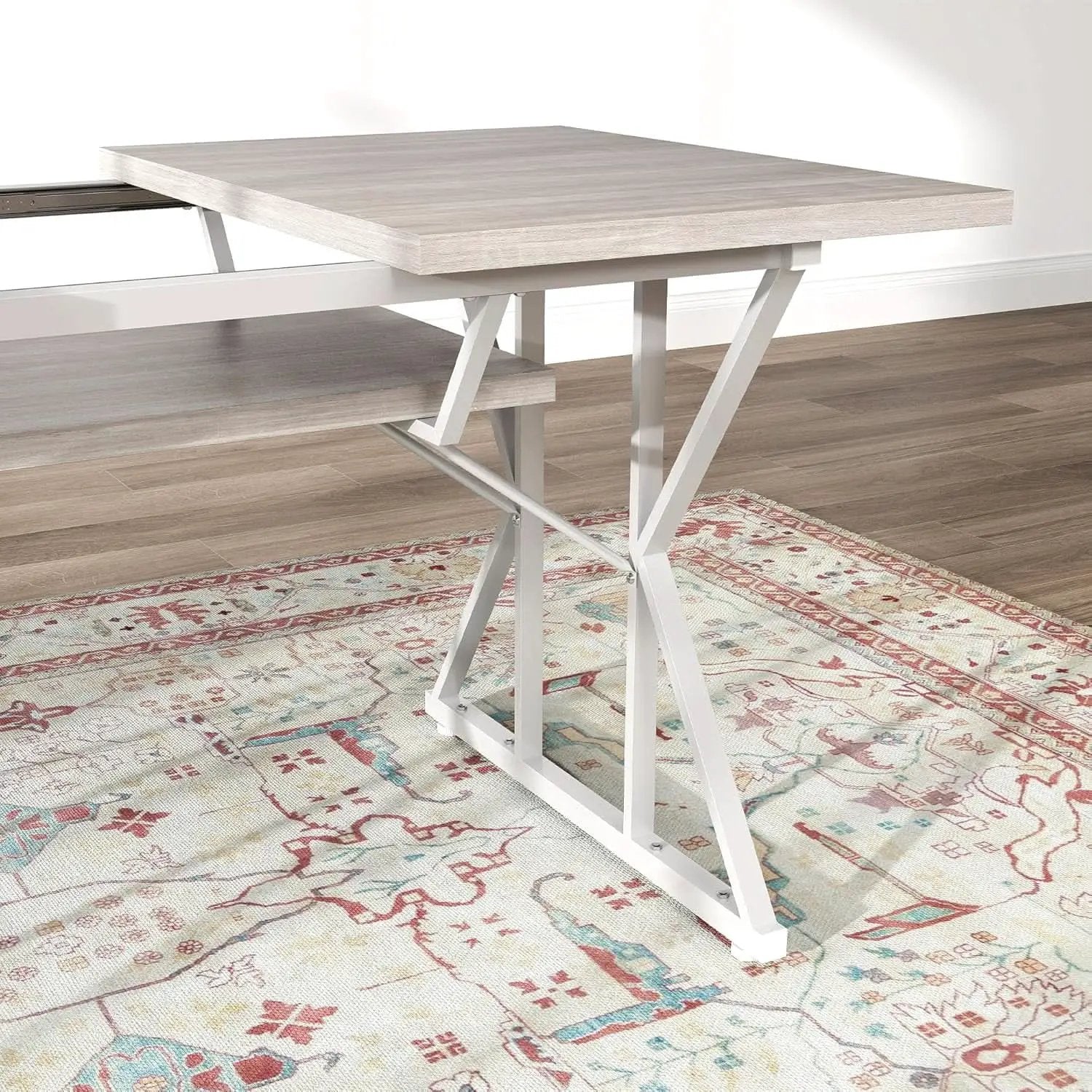 63 Inch Expandable Dining Table Distressed Gray Farmhouse from PriceLows™