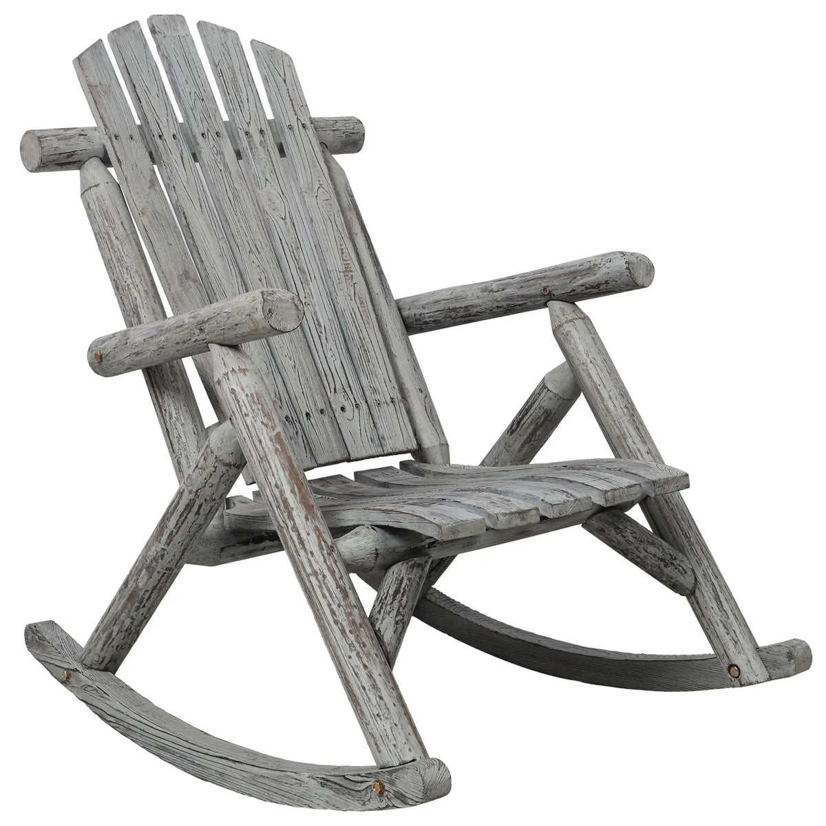 Wooden Porch Rocker | Fir Log Rocking Chair | Ergonomic Design | Indoor Outdoor Use