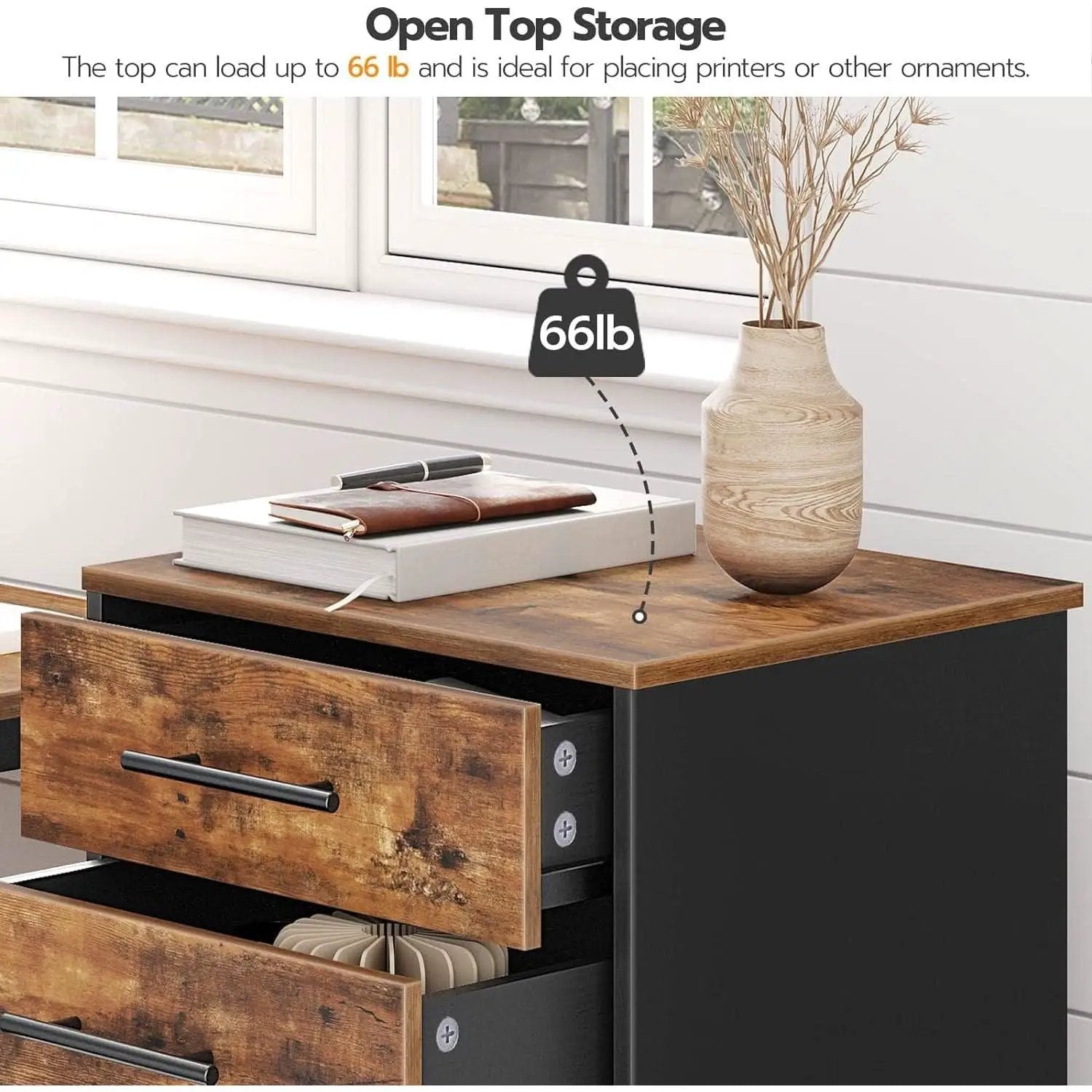 7 Drawer Wooden File Cabinet For Home Office Rustic Brown from PriceLows™