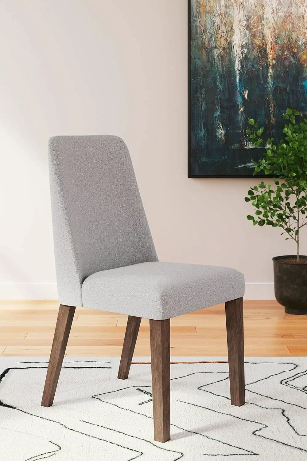Lyncott Upholstered Side Dining Chair Set of 2 Cream Brown Foam Cushion from PriceLows™