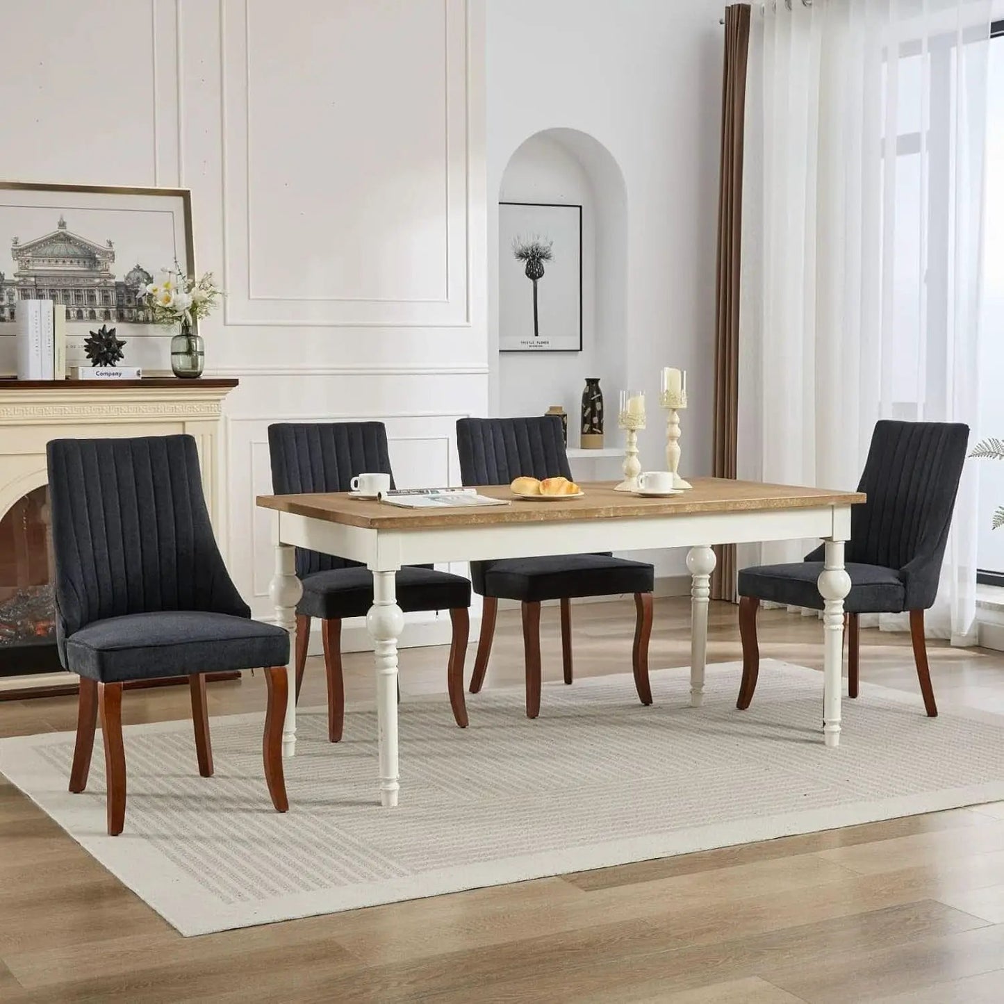 Velvet Dining Chairs Set Of 4 Black For Kitchen Use from PriceLows™