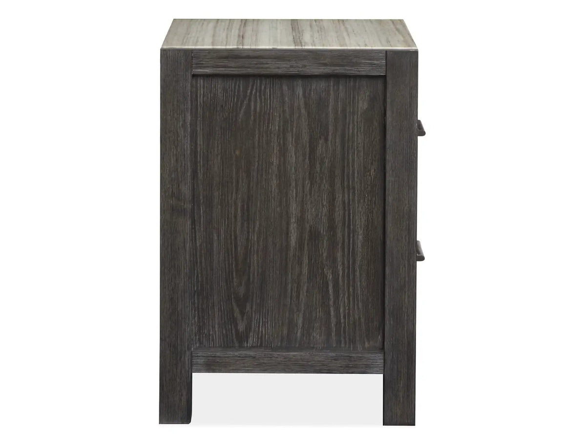 Plum Creek Drawer Nightstand | 2 Pieces | Oak Veneer & Fabric | Bedroom