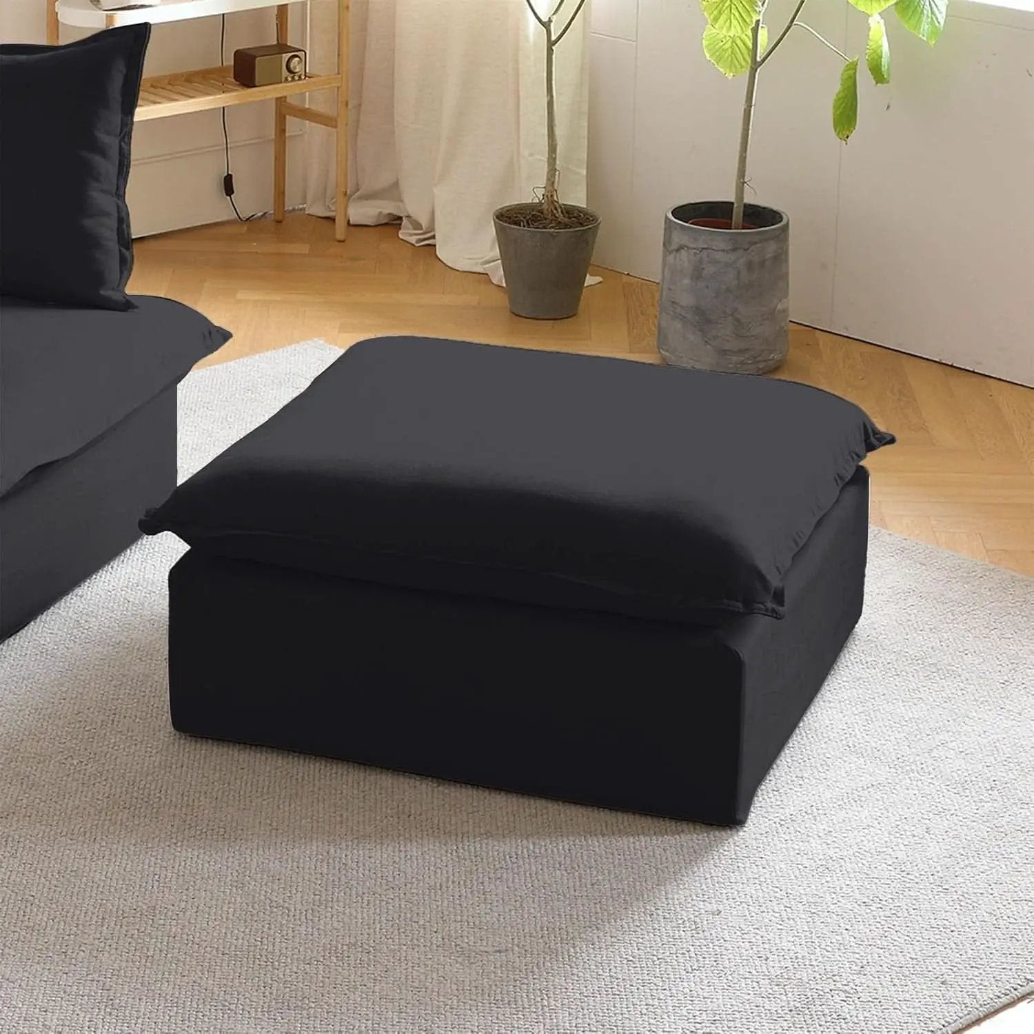 Black Storage Ottoman With Removable Cushion Covers from PriceLows™
