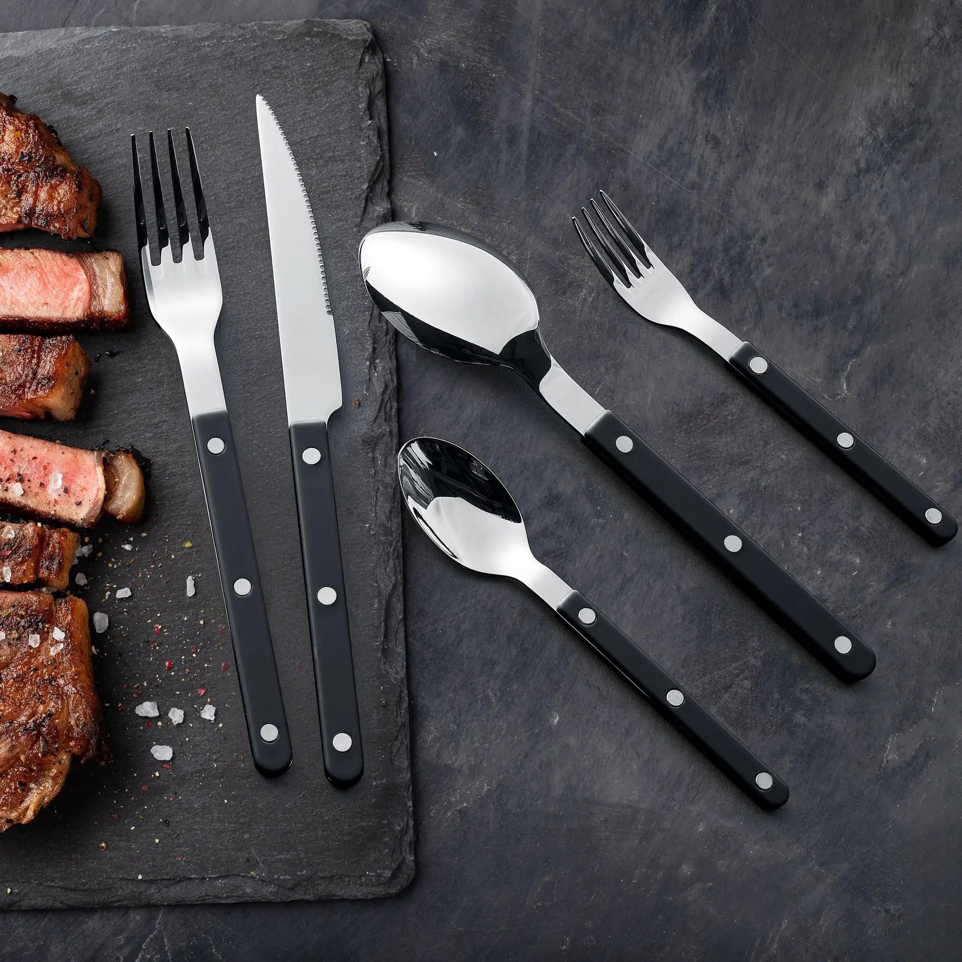 Khen Black Cutlery Set of 20 –18/8 Stainless Steel Flatware from PriceLows™