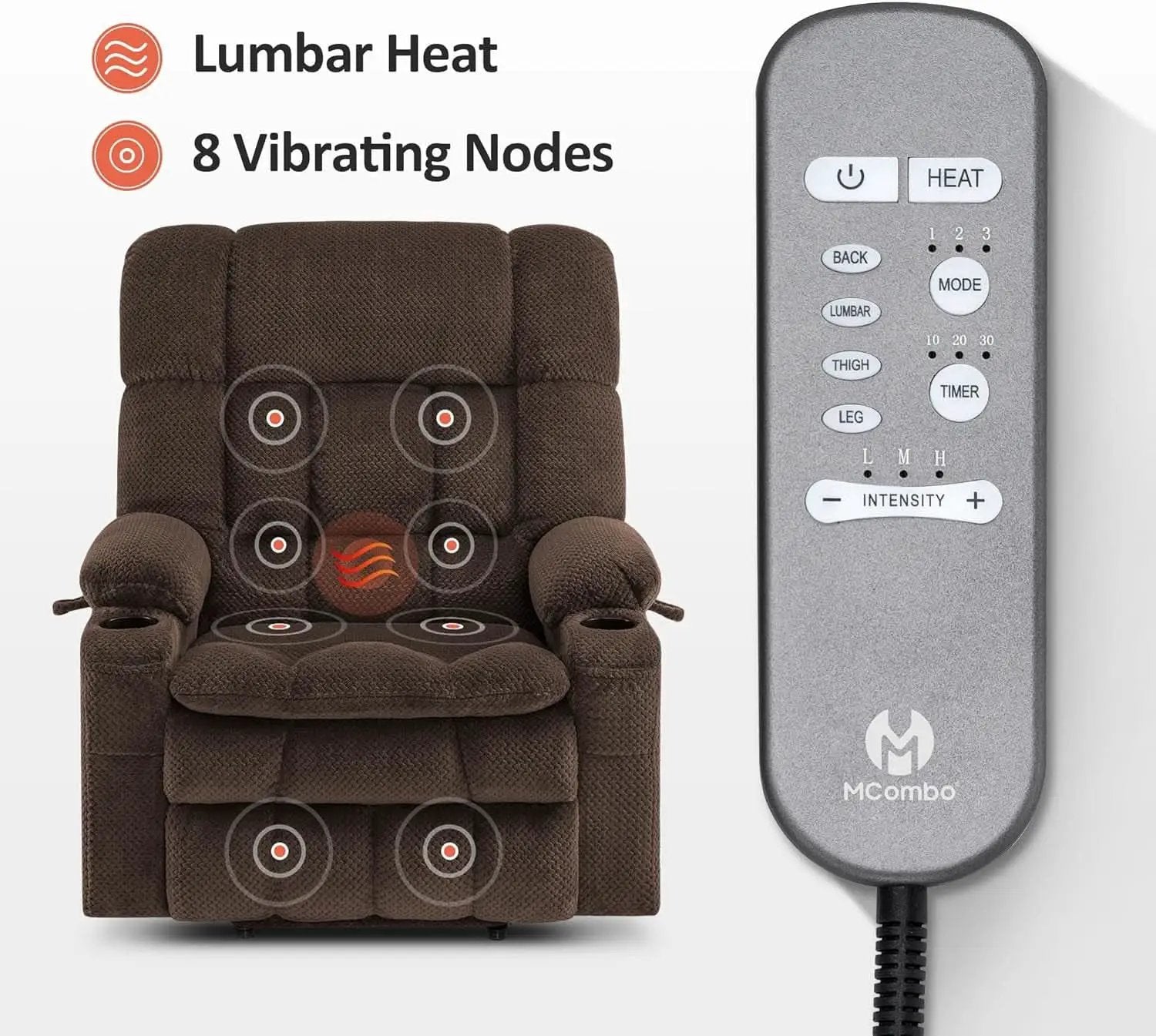 Large Power Lift Recliner With Massage And USB Ports from PriceLows™