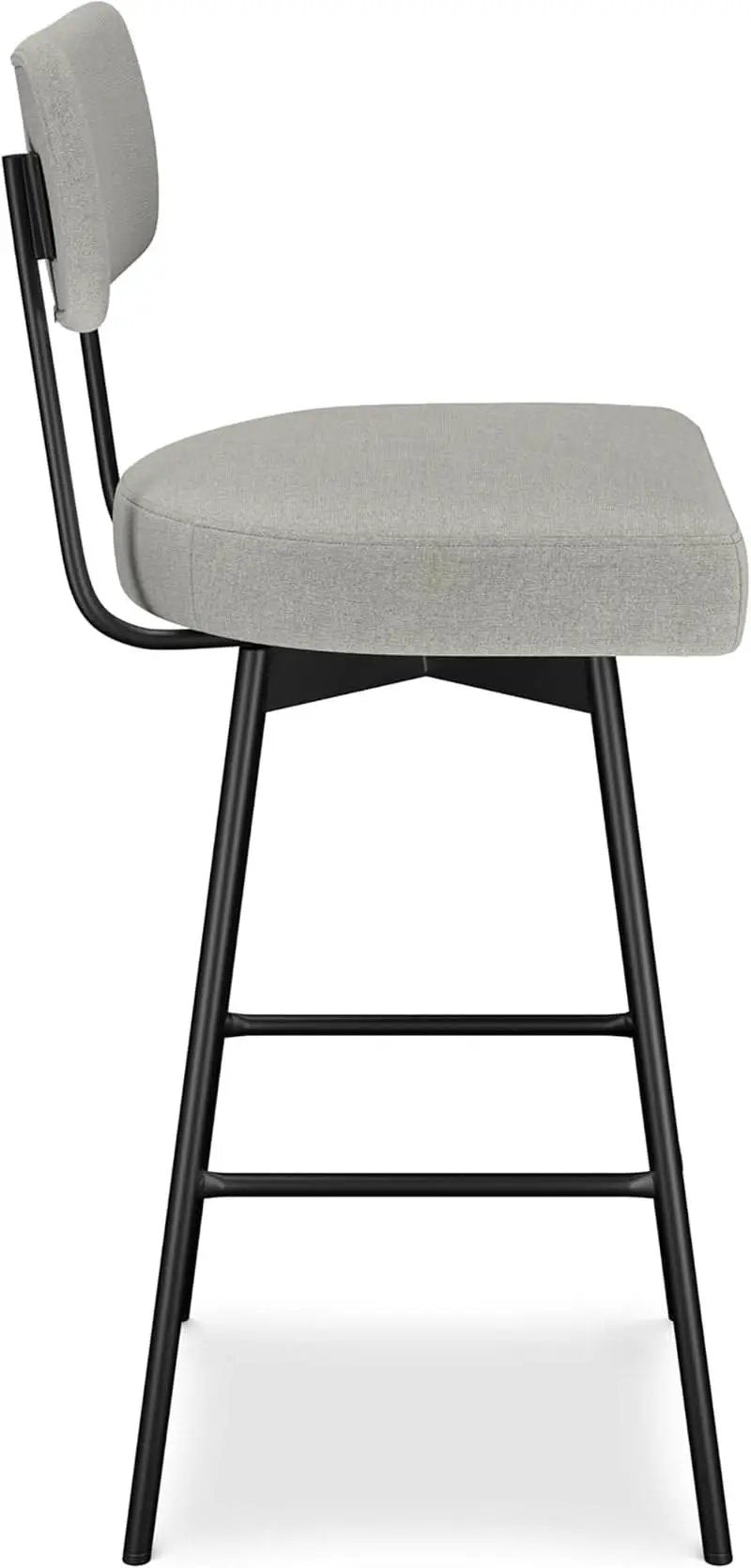 Giselle Swivel Bar Stools Set 2 29 Inch Upholstered Light Grey from PriceLows™