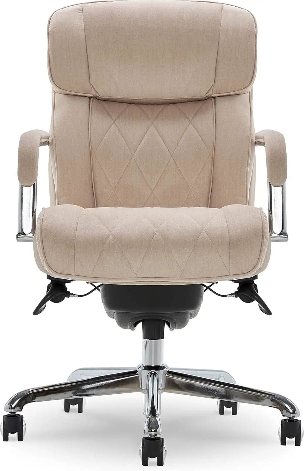 Quilted Leather Executive Office Chair With Lumbar Support Cream from PriceLows™